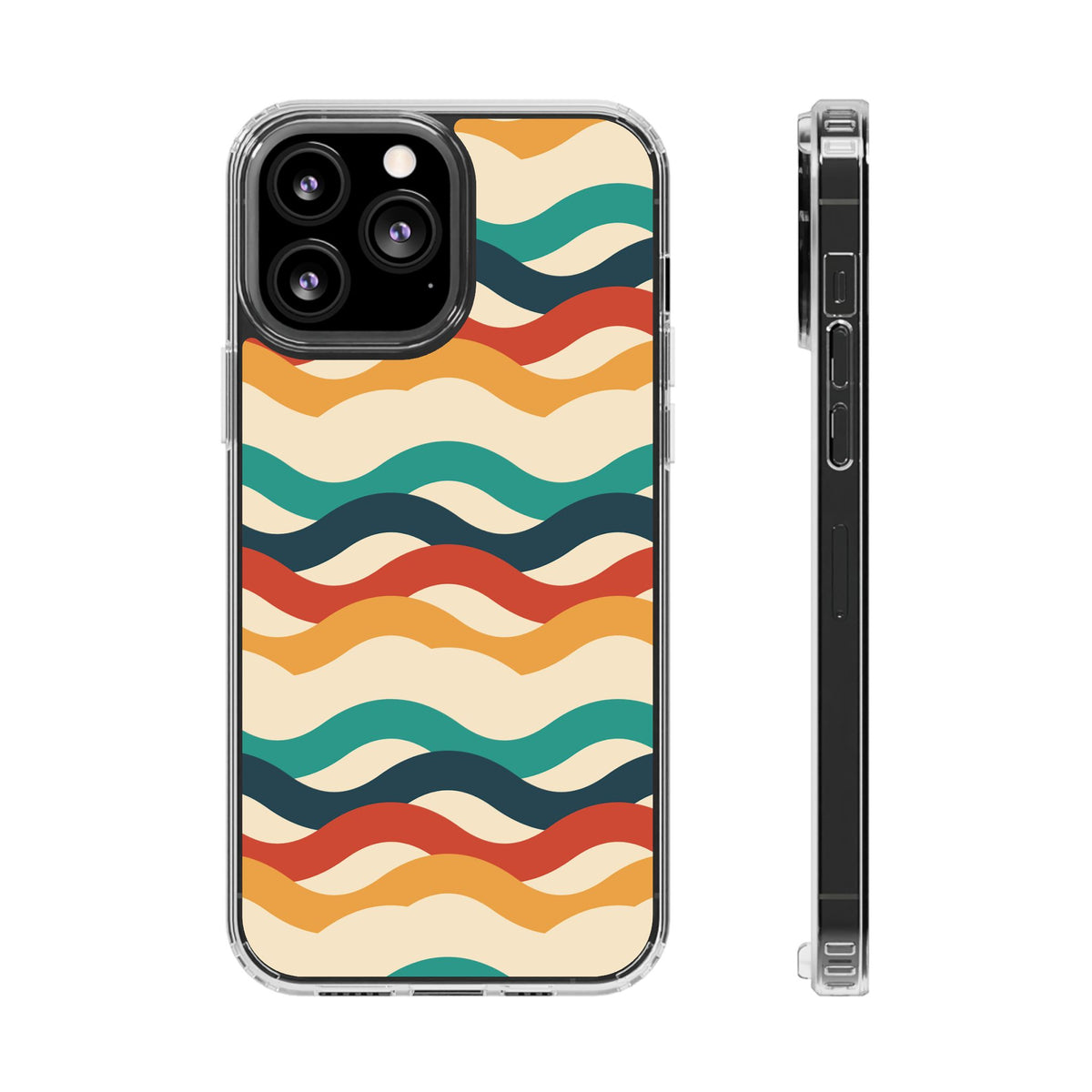 Retro wave clear impact-resistant phone case, product photo 5