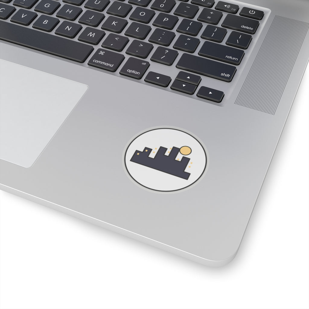 City Skyline Kiss-Cut Sticker — Minimal Nightscape Laptop Decal