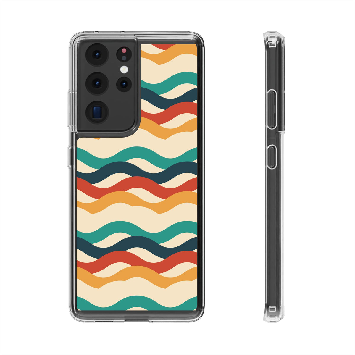 Retro wave clear impact-resistant phone case, product photo 8