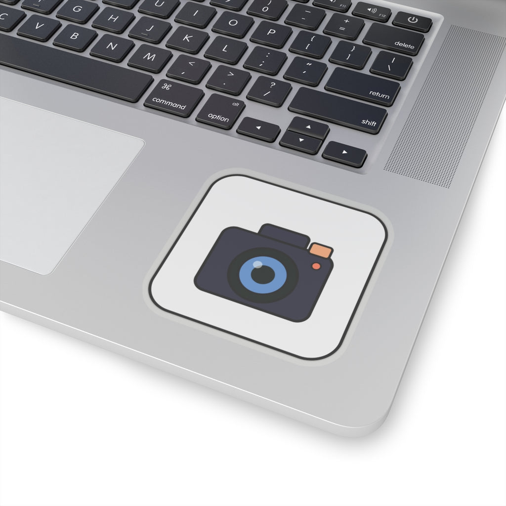 Camera Icon Kiss-Cut Sticker — Minimal Photography Laptop Decal