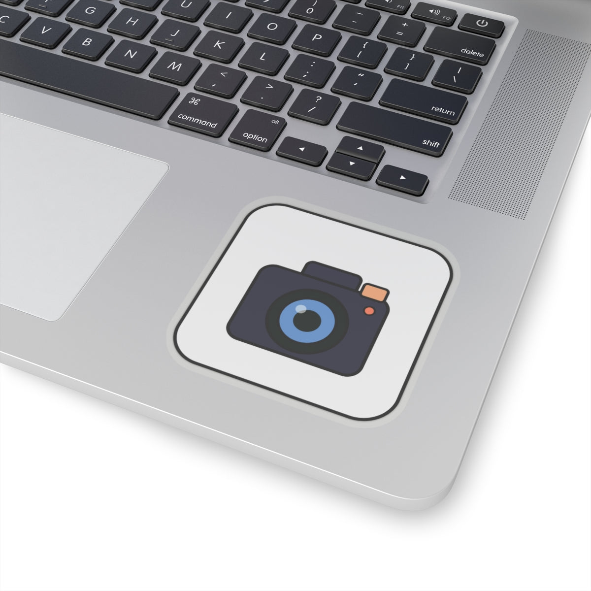 Camera Icon Kiss-Cut Sticker — Minimal Photography Laptop Decal