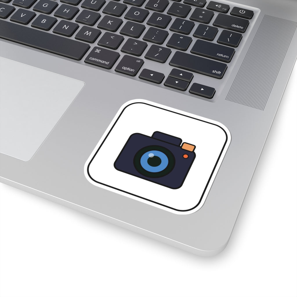 Camera Icon Kiss-Cut Sticker — Minimal Photography Laptop Decal