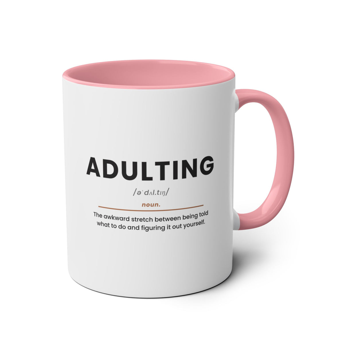 Adulting Definition Coffee Mug - 11oz Two-Tone Ceramic, Pink, product photo