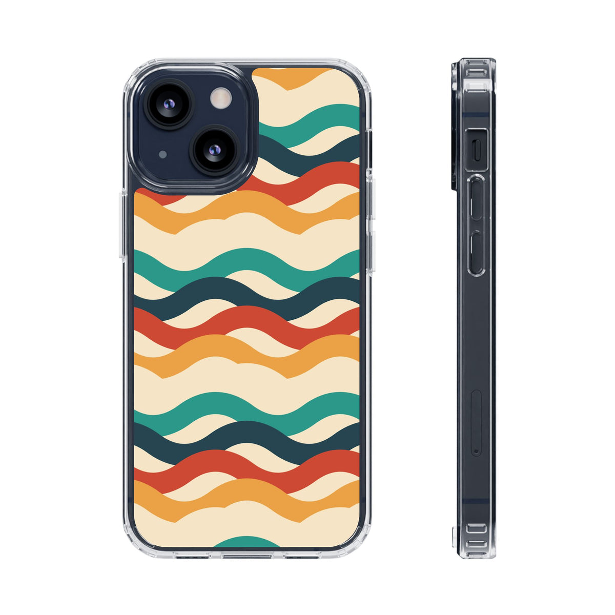 Retro wave clear impact-resistant phone case, product photo 3