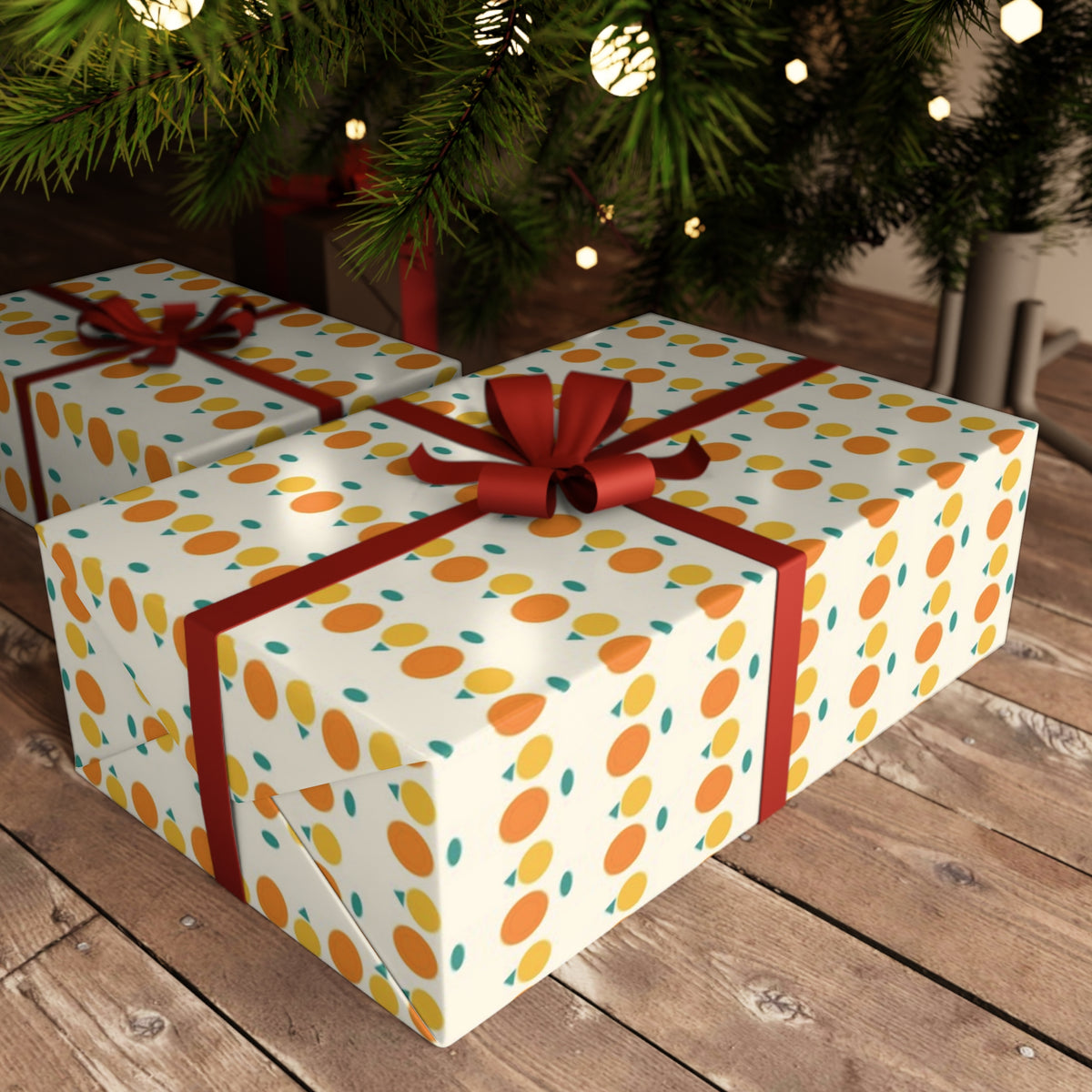 Autumn Gift Wrap Sheet — Harvest Pumpkin Polka Wrapping Paper
