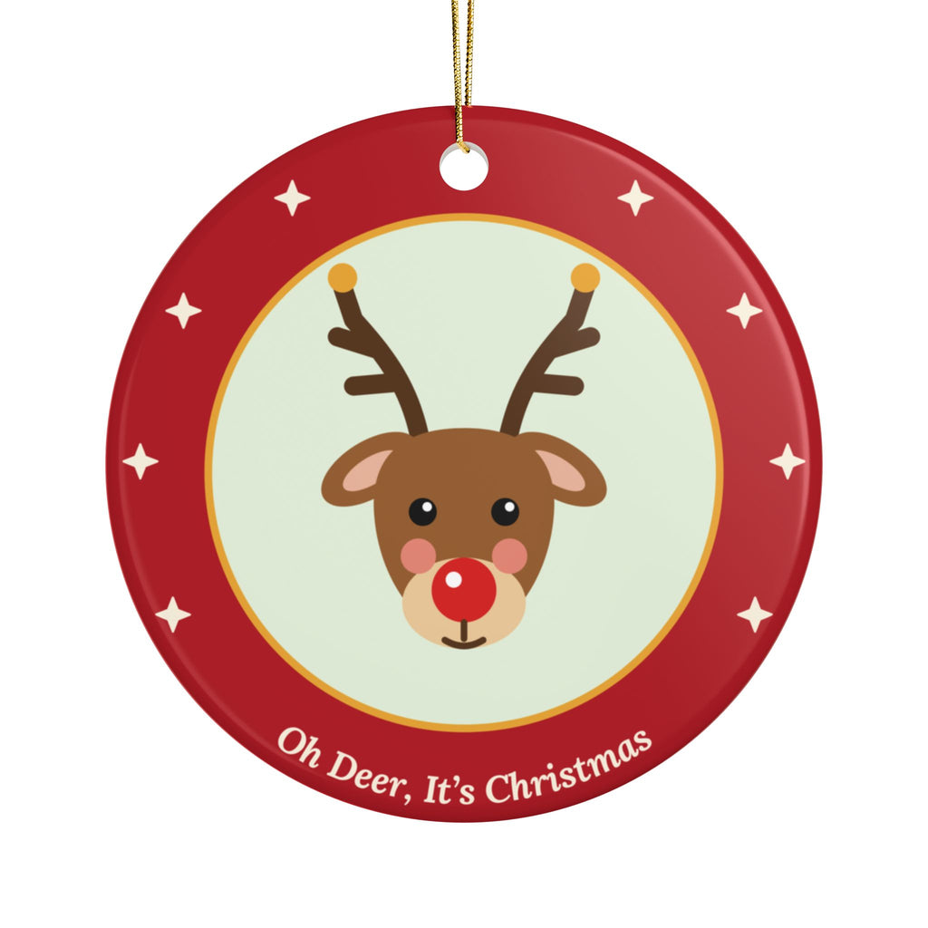 Reindeer ceramic Christmas ornament, product photo 2