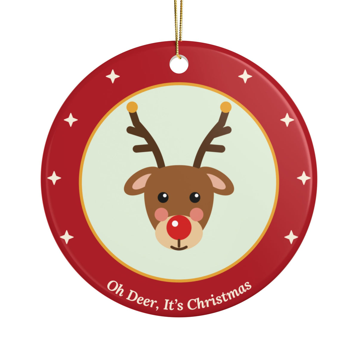 Reindeer ceramic Christmas ornament, product photo 2
