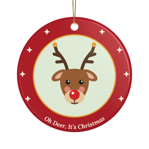 Reindeer ceramic Christmas ornament, product photo 2