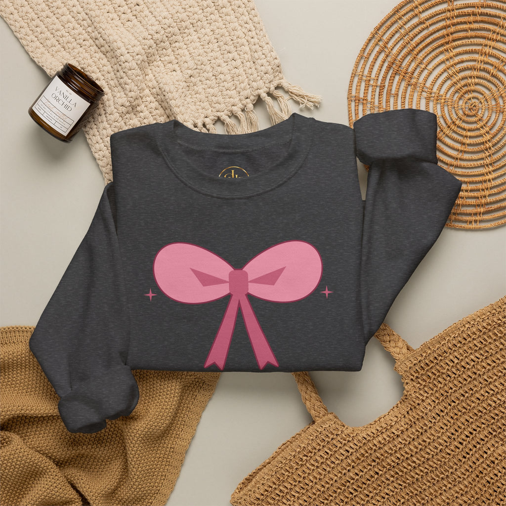 Cozy Season Sweatshirt, dark heather, styled flat lay with blanket and candle