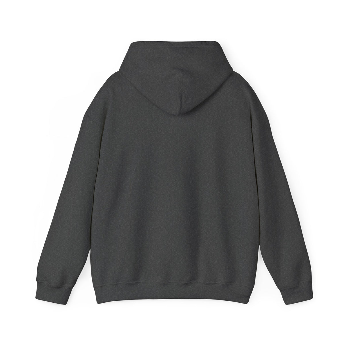 Camo Lettering Girl Gang Hoodie, Dark Heather, back view, plain hoodie