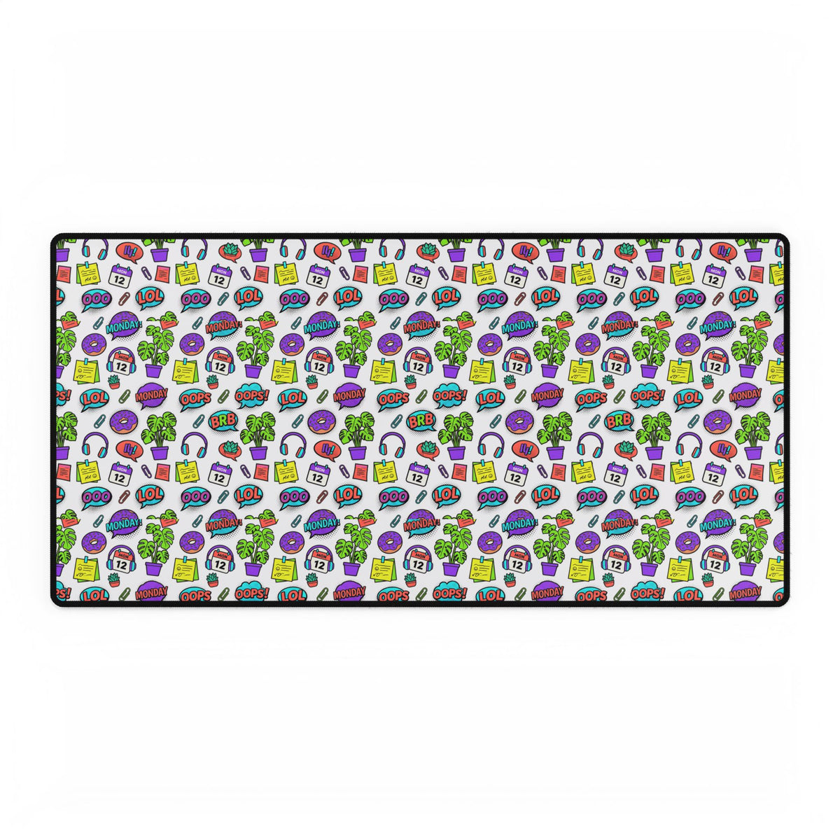 Cute Kawaii Tech & Snack Pattern desk mat, product photo 1