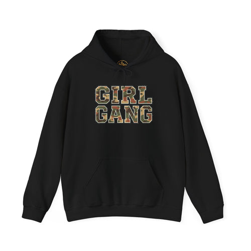 Camo Lettering "Girl Gang" Hoodie | Camouflage Text Streetwear