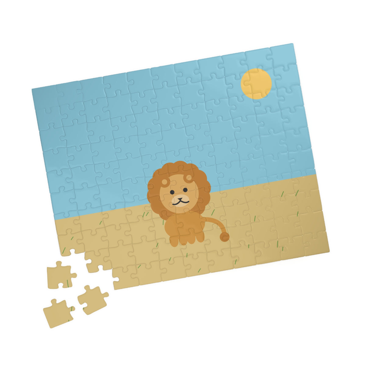 Safari Animal Jigsaw Puzzle, 110 pcs horizontal, partially assembled puzzle with lion design