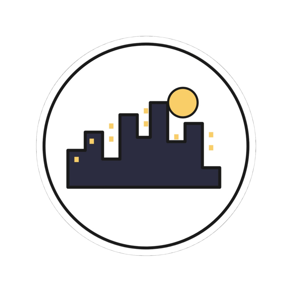 City Skyline Kiss-Cut Sticker — Minimal Nightscape Laptop Decal
