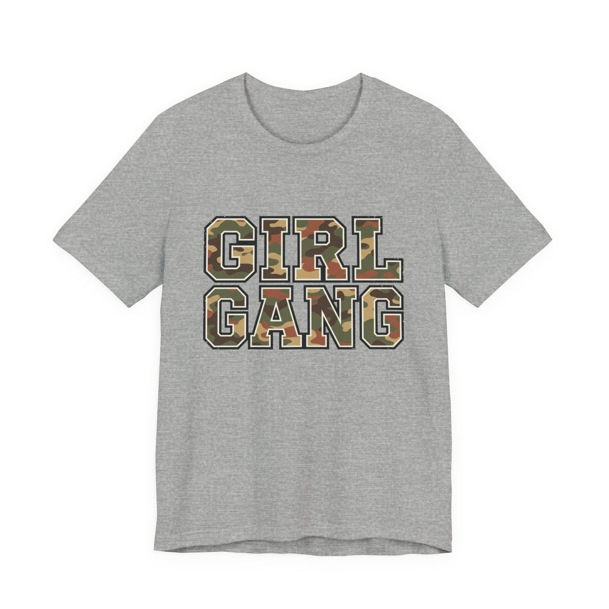 Camo Lettering GIRL GANG Tee | Camo Print Lettered Shirt