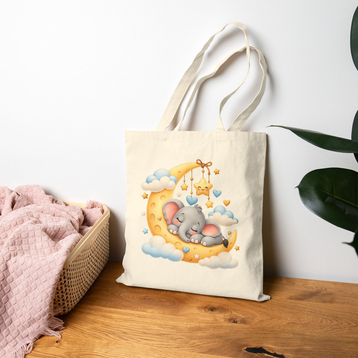 Sleeping Elephant cotton canvas tote bag, product photo 5