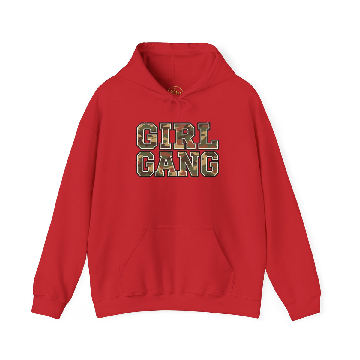 Camo Lettering "Girl Gang" Hoodie | Camouflage Text Streetwear