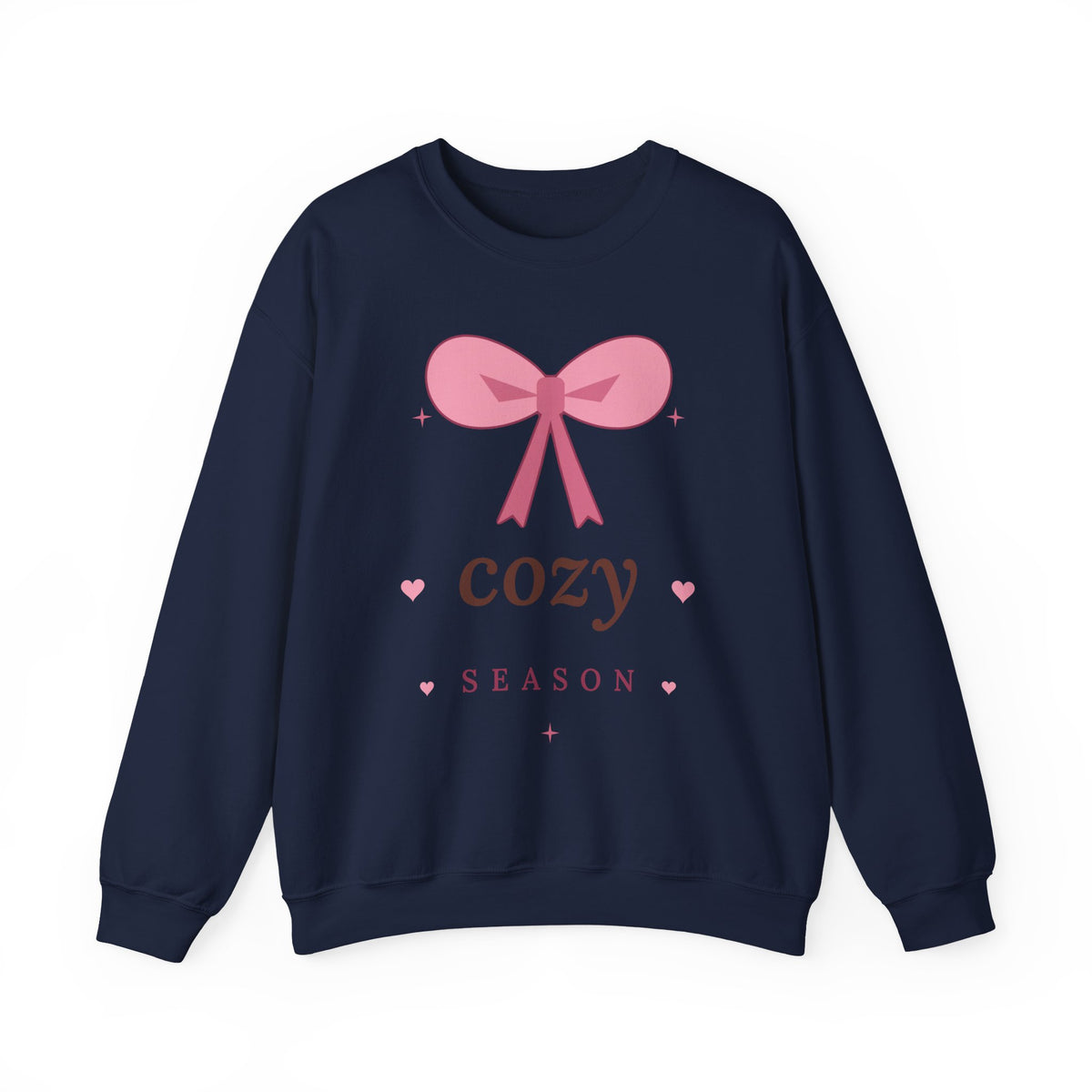 Cozy Season Sweatshirt — Pink Bow Cozy Graphic Crewneck