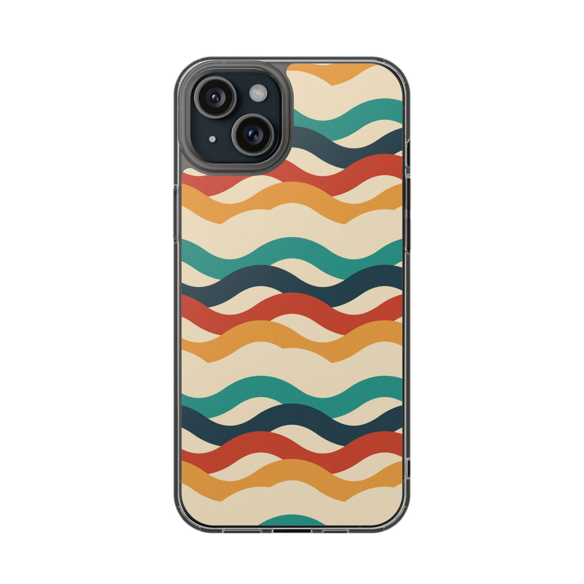 Retro wave clear impact-resistant phone case, product photo 18