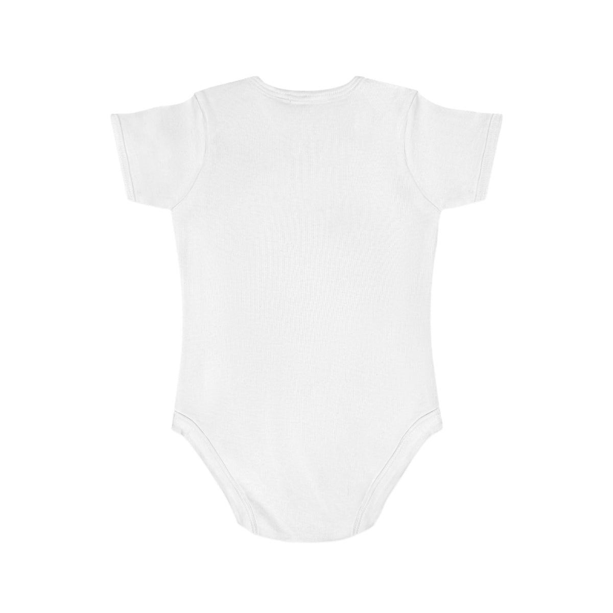 Baby Bodysuit - Cute Fruit 'little one' Infant Onesie, white, plain back view showing the fabric