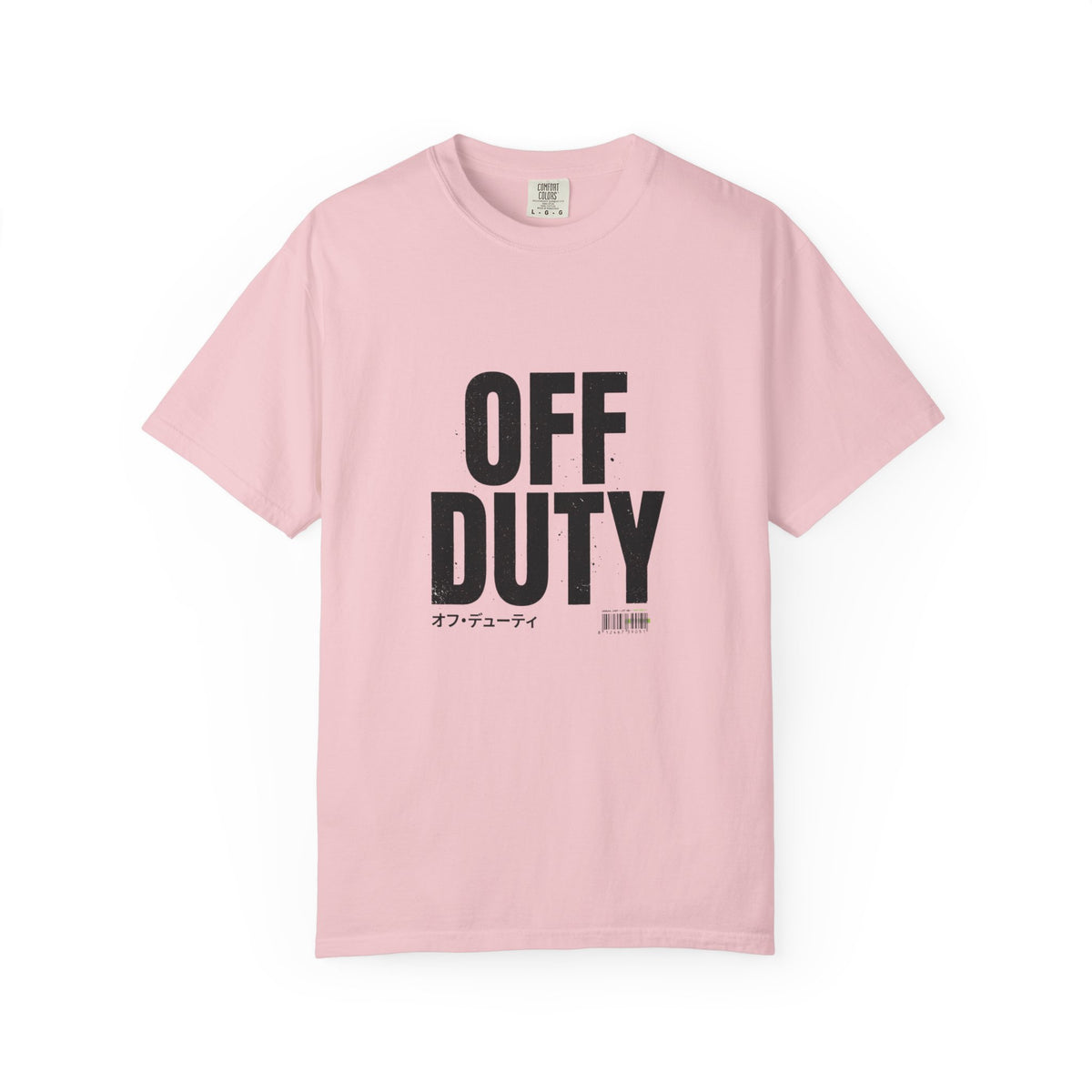 OFF DUTY Graphic T-Shirt, blossom, flat lay front view showing the bold distressed OFF DUTY text print.