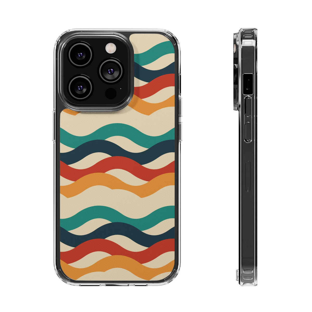 Retro wave clear impact-resistant phone case, product photo 13