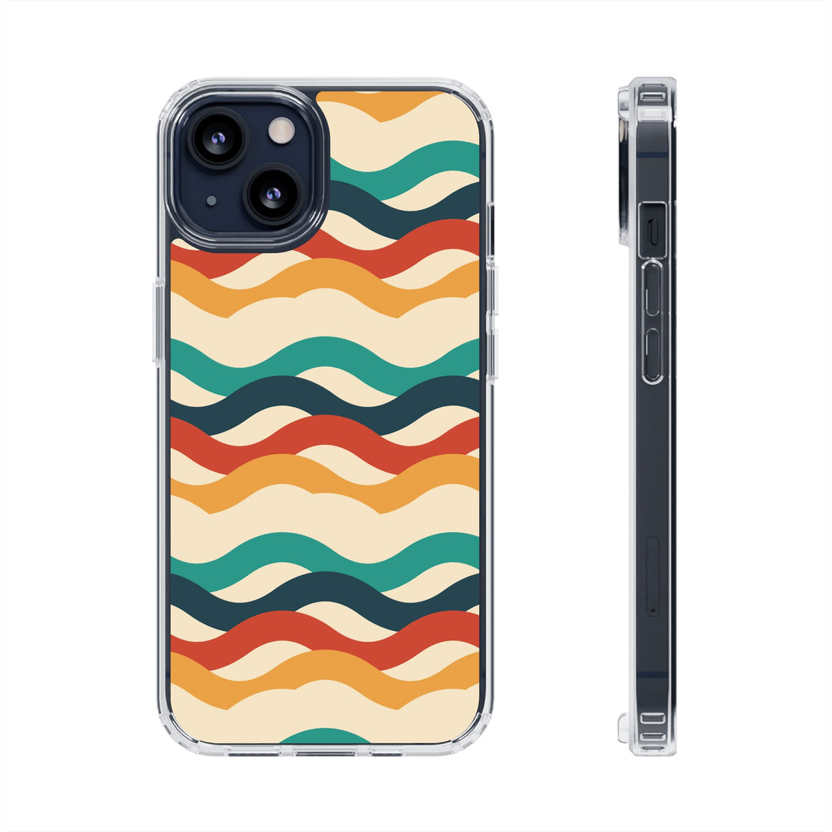 Retro wave clear impact-resistant phone case, product photo 2
