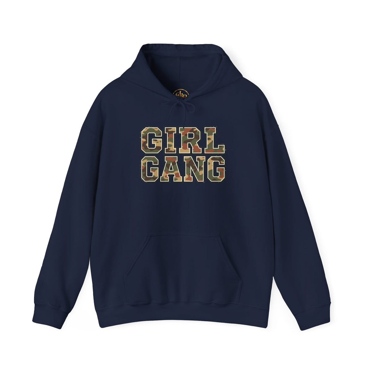 Camo Lettering "Girl Gang" Hoodie | Camouflage Text Streetwear