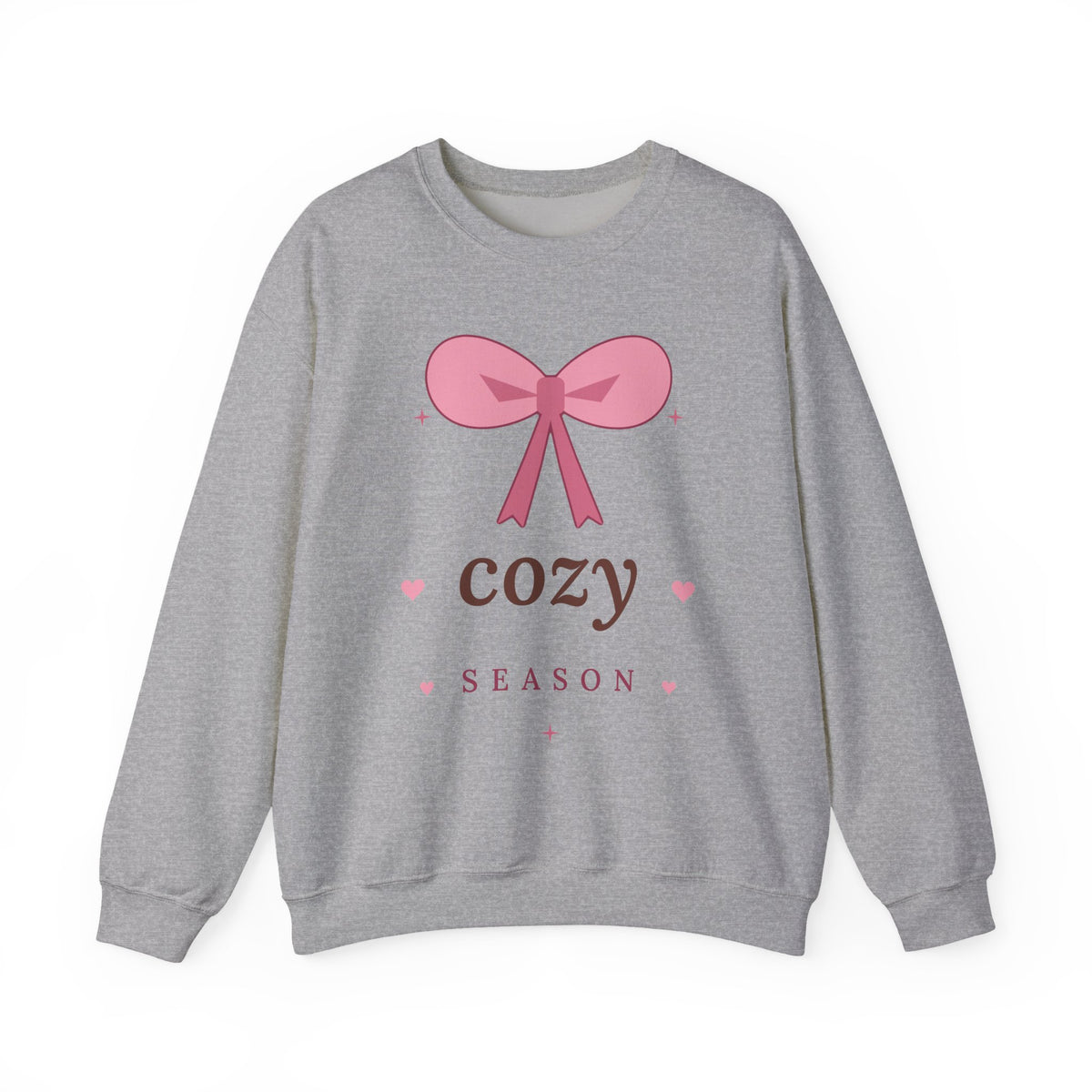 Cozy Season Sweatshirt — Pink Bow Cozy Graphic Crewneck