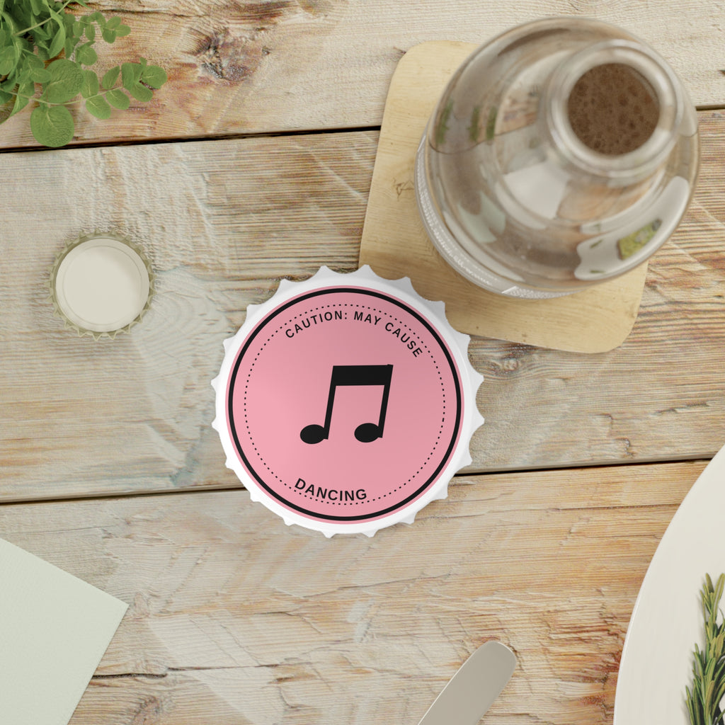 Bottle Opener — “Caution: May Cause Dancing” Music Note Bottle Opener