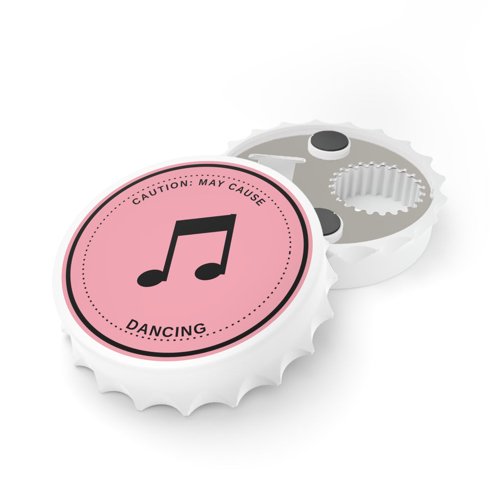 Bottle Opener — “Caution: May Cause Dancing” Music Note Bottle Opener
