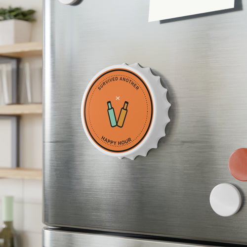 Bottle Opener — “Survived Another Happy Hour” Retro Beer Cap Opener