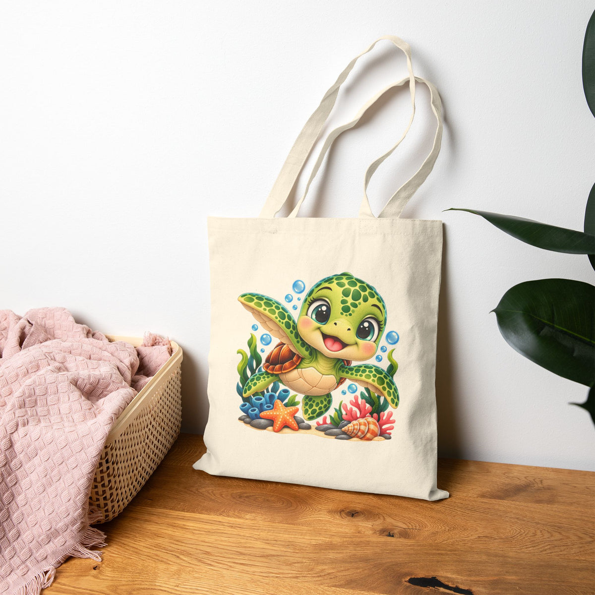 Cute Sea Turtle canvas tote bag, product photo 4