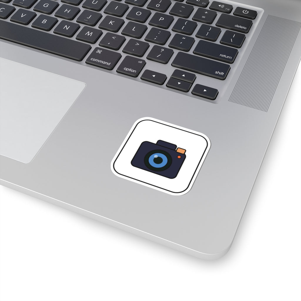 Camera Icon Kiss-Cut Sticker — Minimal Photography Laptop Decal