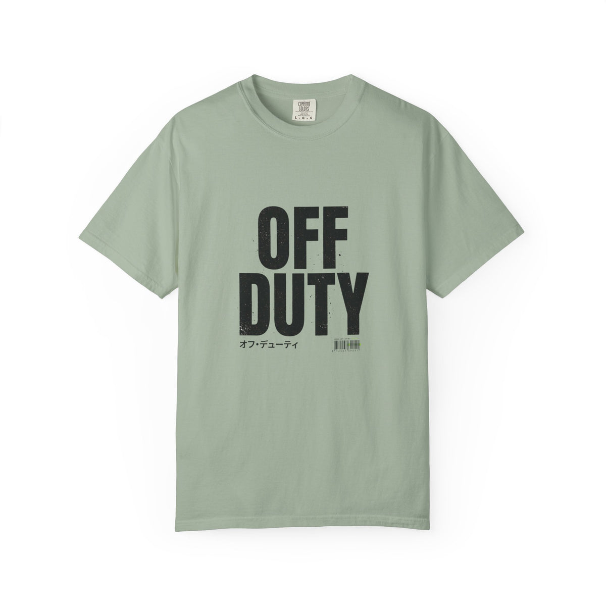 OFF DUTY Graphic T-Shirt, bay, flat lay front view showing the bold distressed OFF DUTY text print.