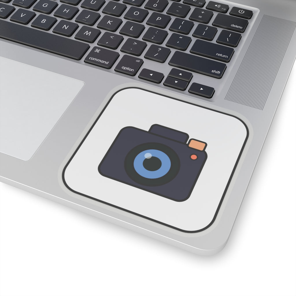 Camera Icon Kiss-Cut Sticker — Minimal Photography Laptop Decal