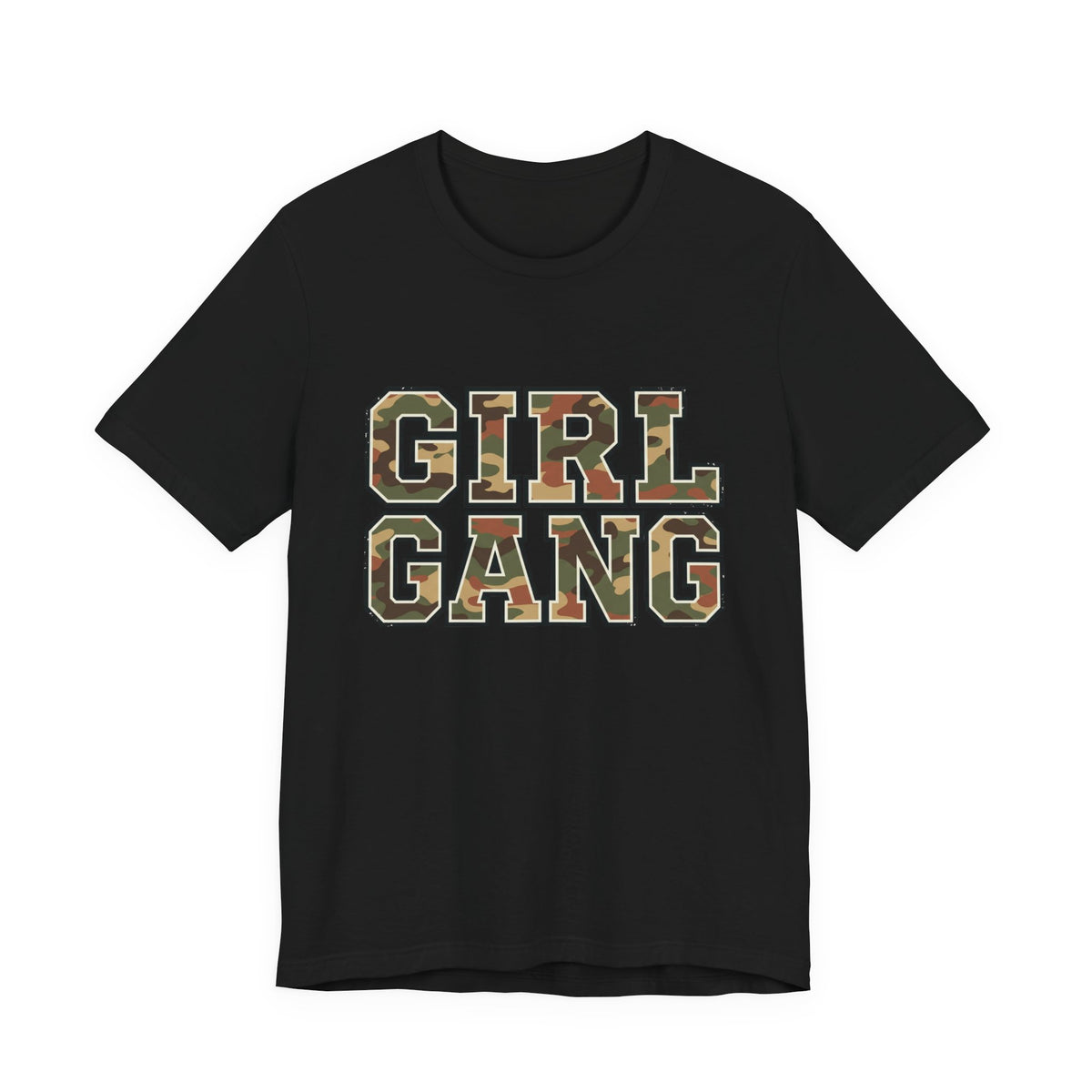 Camo Lettering GIRL GANG Tee | Camo Print Lettered Shirt