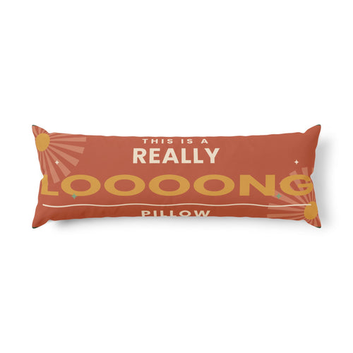 Retro 'This Is A Really Loooong Pillow' body pillow, product photo 1