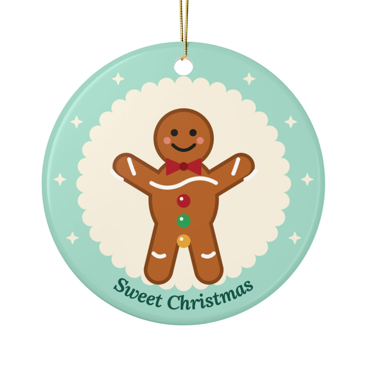 Gingerbread 'Sweet Christmas' ceramic ornament, product photo 1