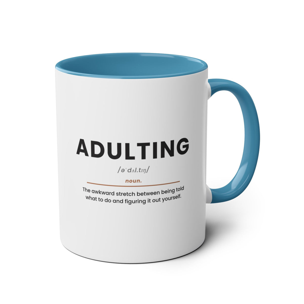 Adulting Definition Coffee Mug - 11oz Two-Tone Ceramic, Blue, product photo