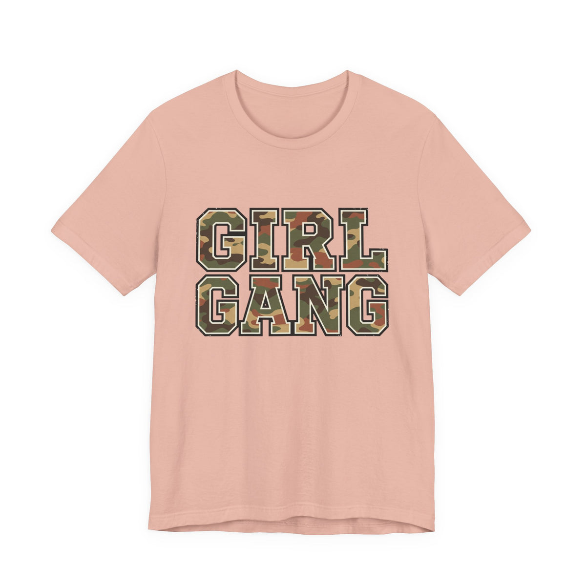 Camo Lettering GIRL GANG Tee | Camo Print Lettered Shirt