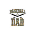 Baseball Dad Camo Lettering Sticker, 2 × 2, camo lettering kiss-cut vinyl decal on a white background