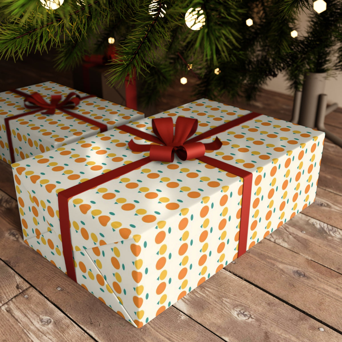 Autumn Gift Wrap Sheet — Harvest Pumpkin Polka Wrapping Paper