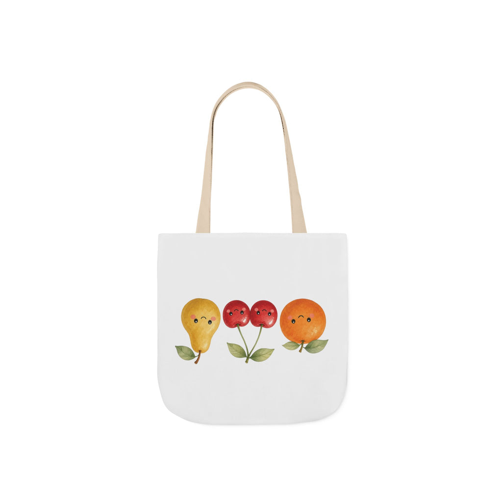 Cute Fruit Friends Canvas Tote Bag, beige, flat lay, alternate angle