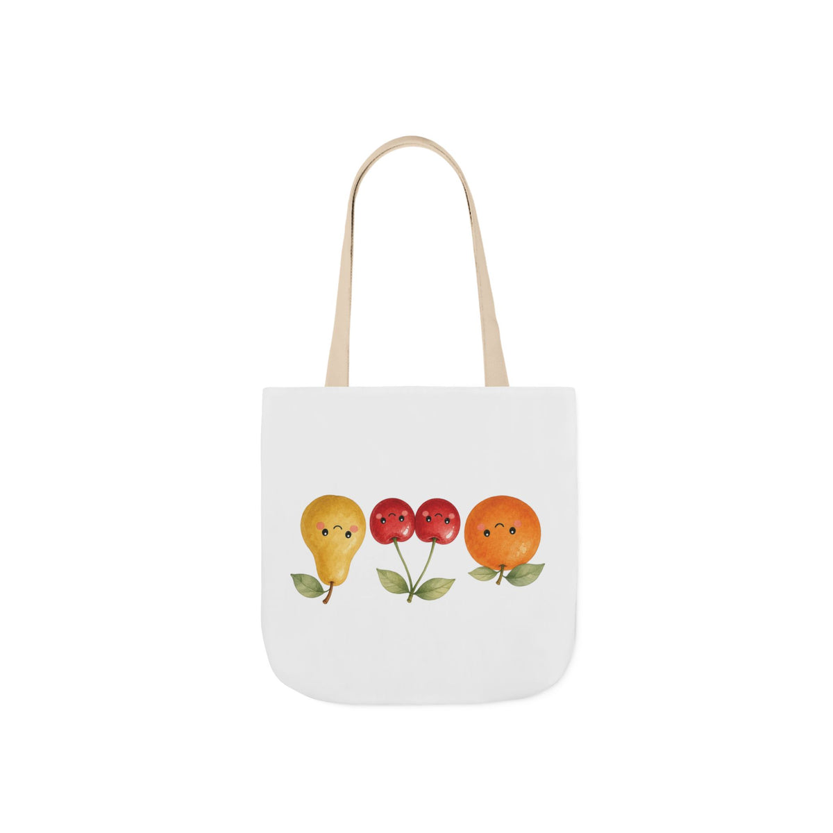 Cute Fruit Friends Canvas Tote Bag, beige, flat lay, alternate angle