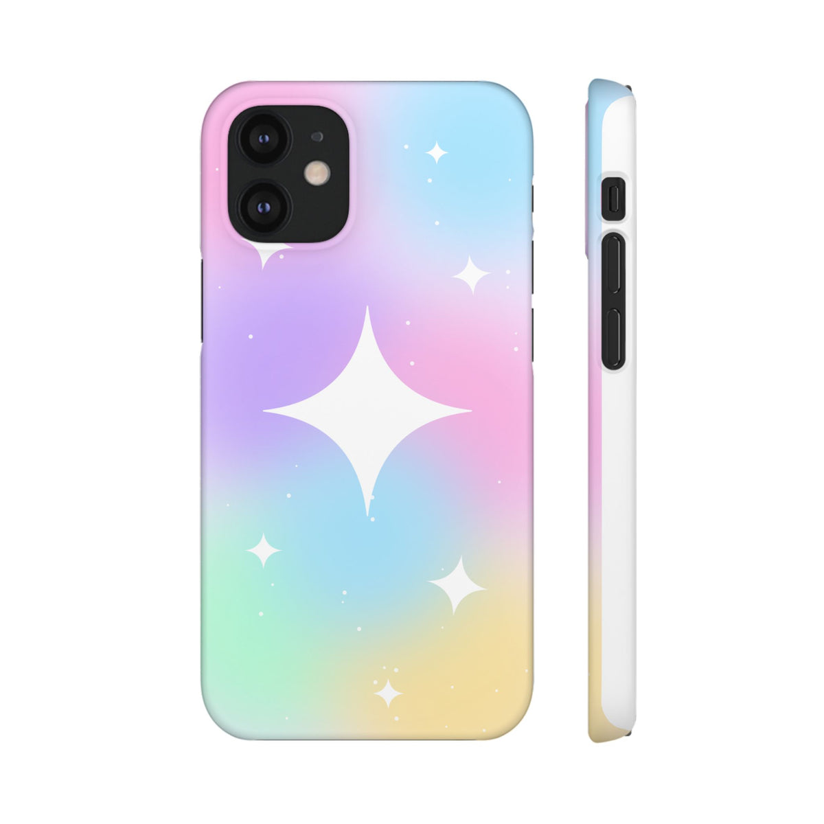 Pastel Galaxy Sparkle Star phone case, iPhone 17, front view showing the pastel gradient design.