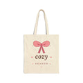 Cozy Season Canvas Tote Bag — Pink Bow Holiday Market Tote