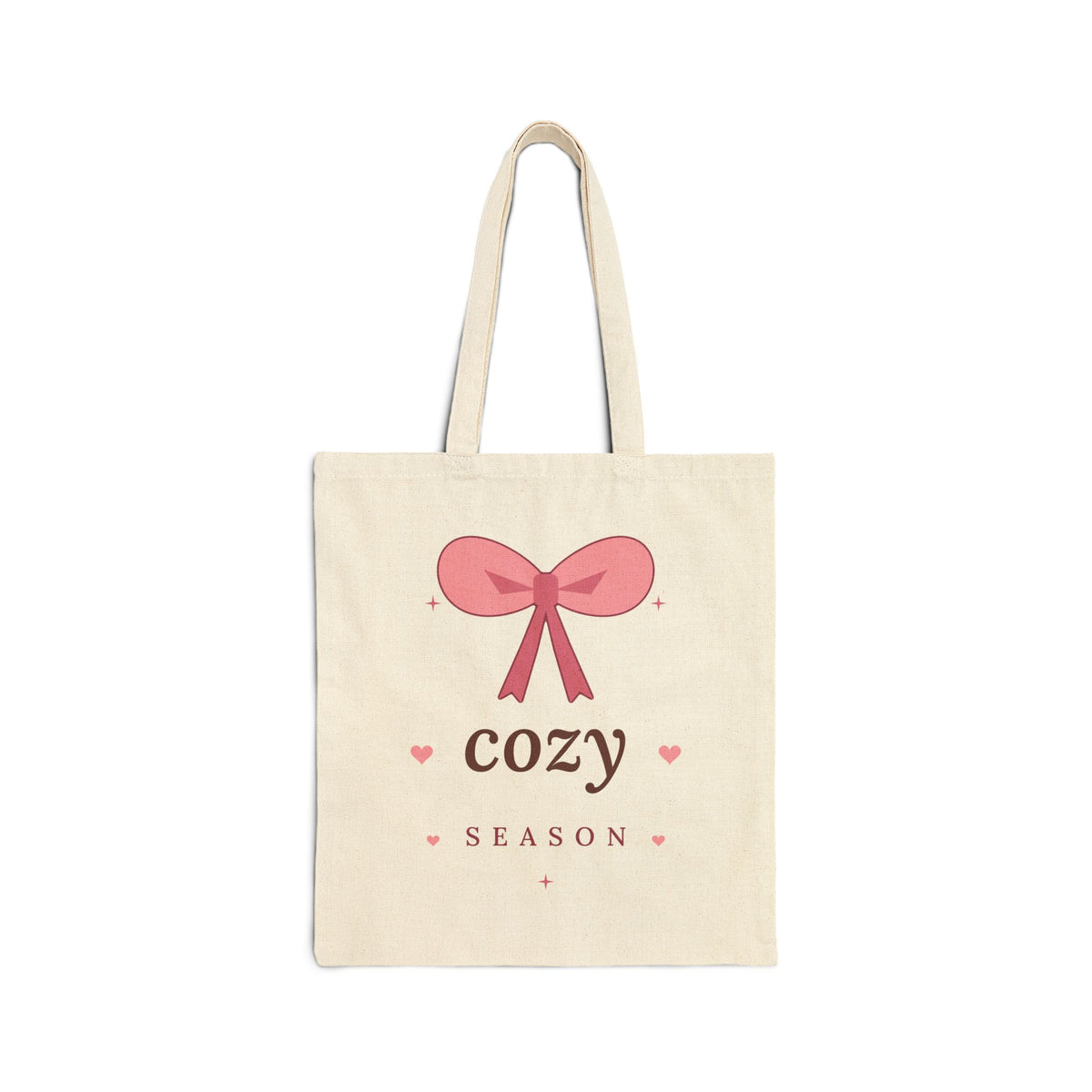 Cozy Season Canvas Tote Bag — Pink Bow Holiday Market Tote
