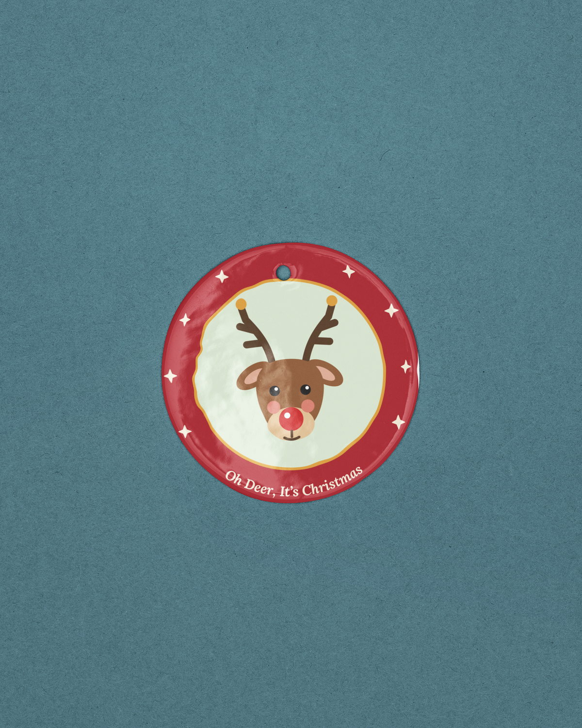Reindeer ceramic Christmas ornament, product photo 5