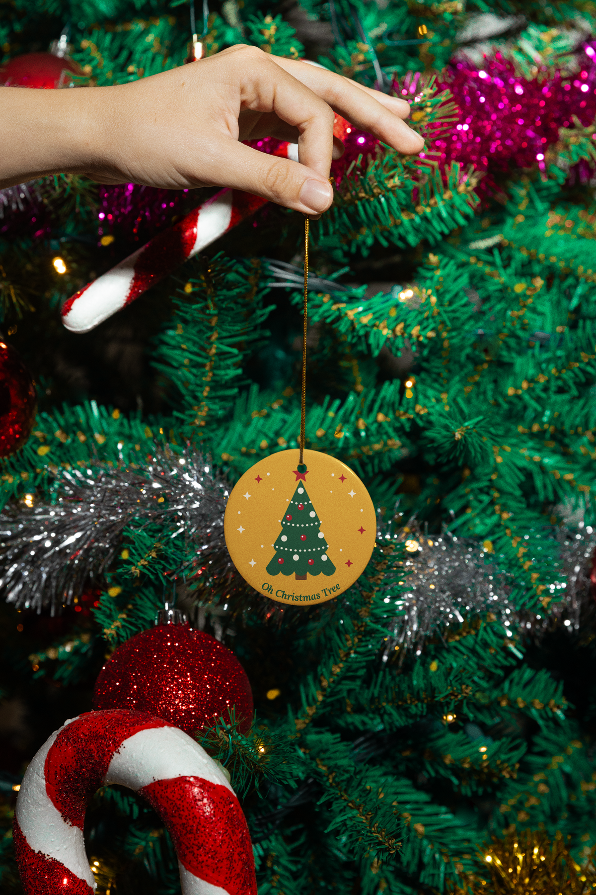 Oh Christmas Tree ceramic ornament, product photo 3